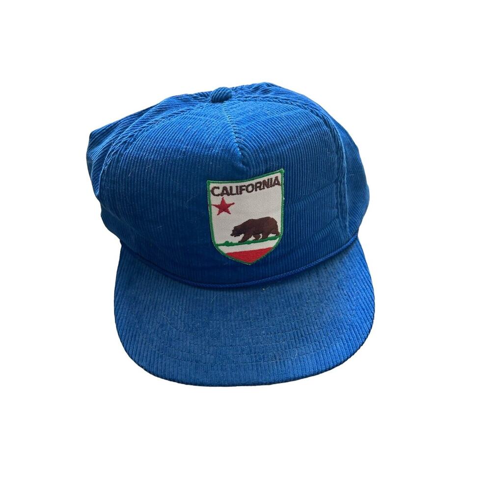 Vintage California Republic Blue corduroy rope hat snap back trucker‎